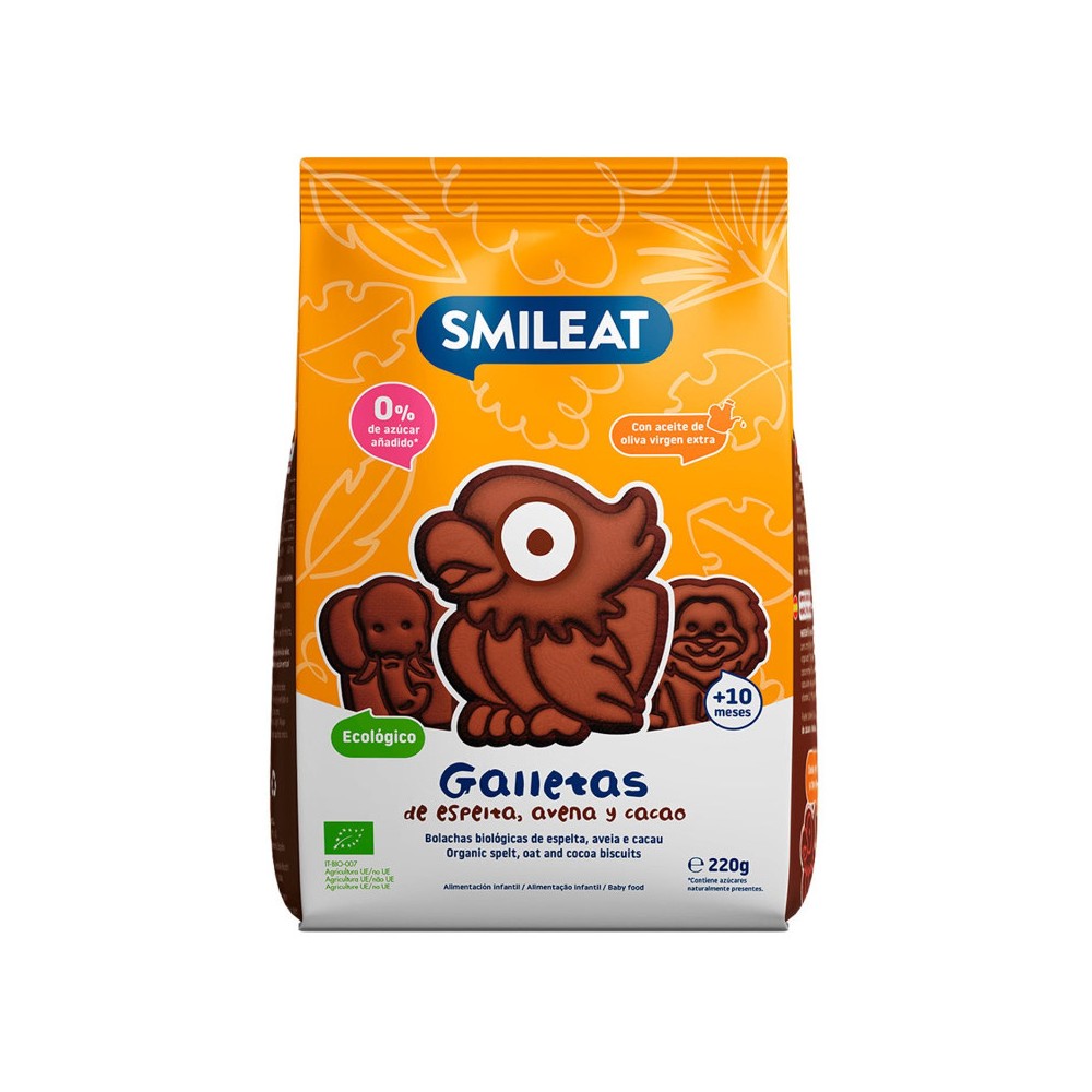 Smileat Galletas de Espelta, Avena y Cacao 220 gr